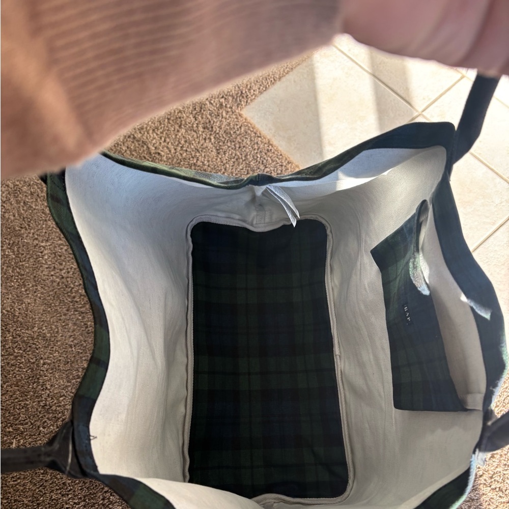 GAP Green and Blue Plaid Tote - Picture 4 of 9